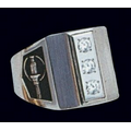 Corporate Diamond Addition Sterling Ring W/ Square Body & 3 Diamonds